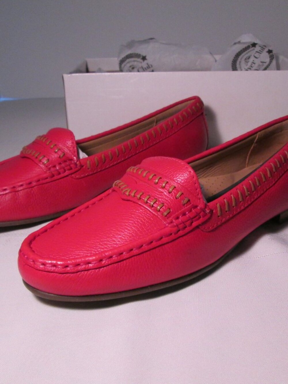 Driver Club USA Leather Made in Brazil Maple Ave Loafer, Red Grainy Sz 11 NWT - Picture 4 of 11
